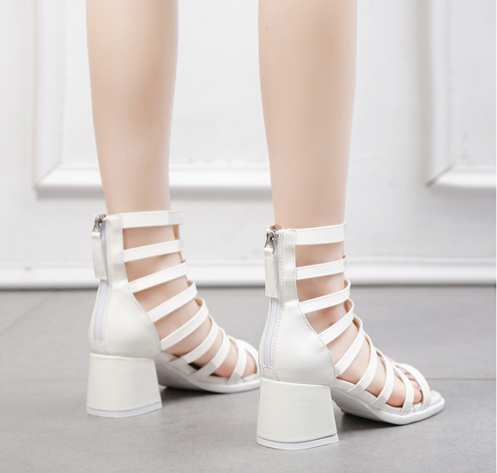 Hollow sandals after the zipper high-heeled shoes for women