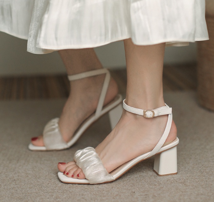 Summer cingulate skirt thick high-heeled shoes for women