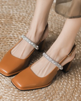 France style low diamond retro summer shoes for women