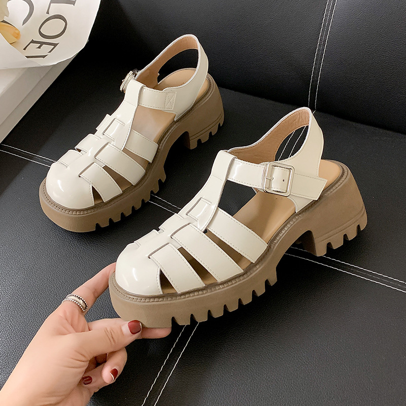 Rome retro summer shoes weave thick sandals for women