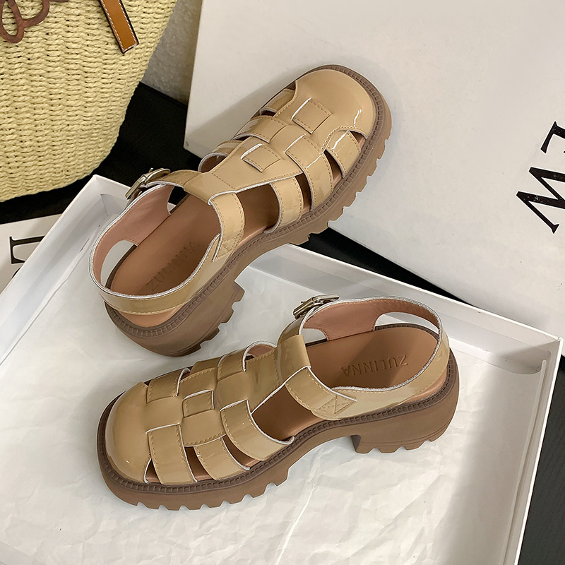 Rome retro summer shoes weave thick sandals for women