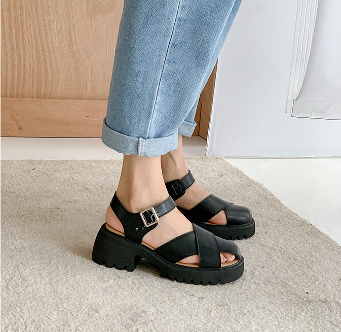 Thick crust all-match college style summer sandals for women