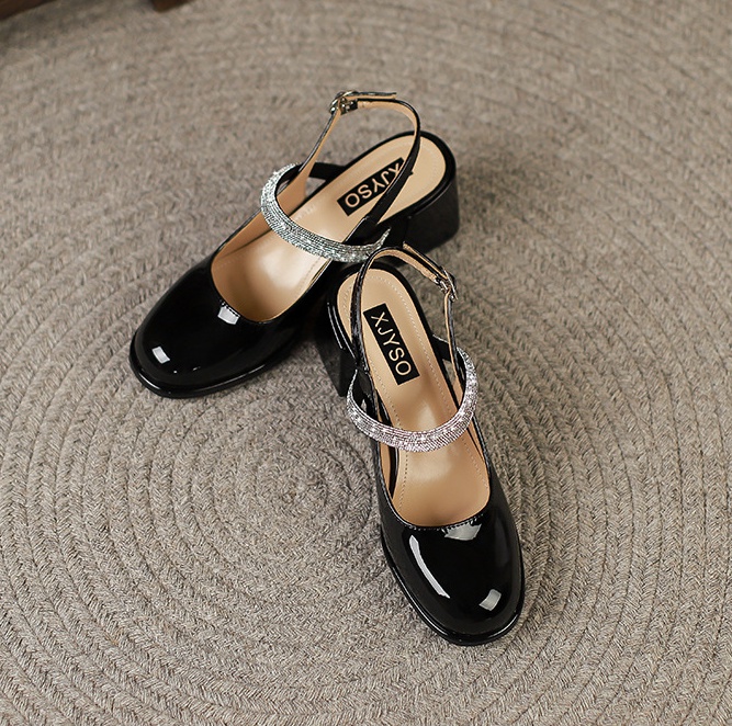 Summer high-heeled shoes middle-heel retro sandals