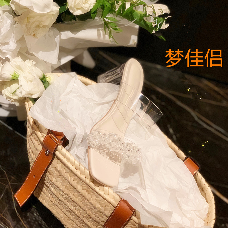 Lady temperament transparent slippers for women