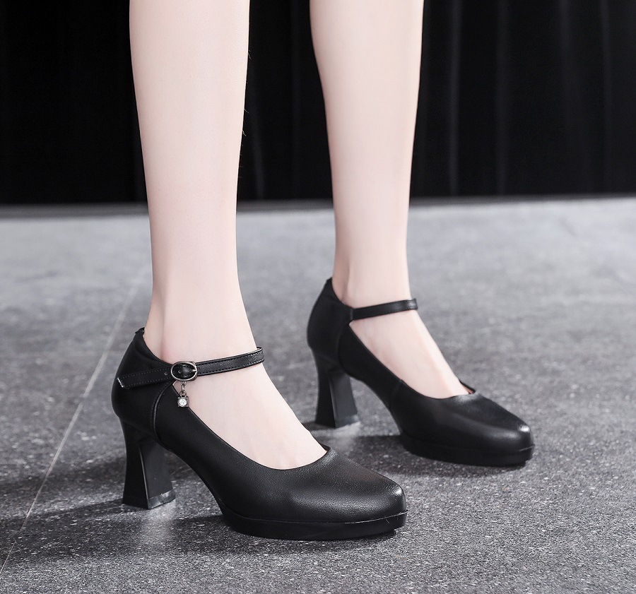 Low genuine leather shoes hasp platform for women