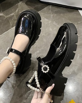 Retro summer leather shoes thick crust shoes for women