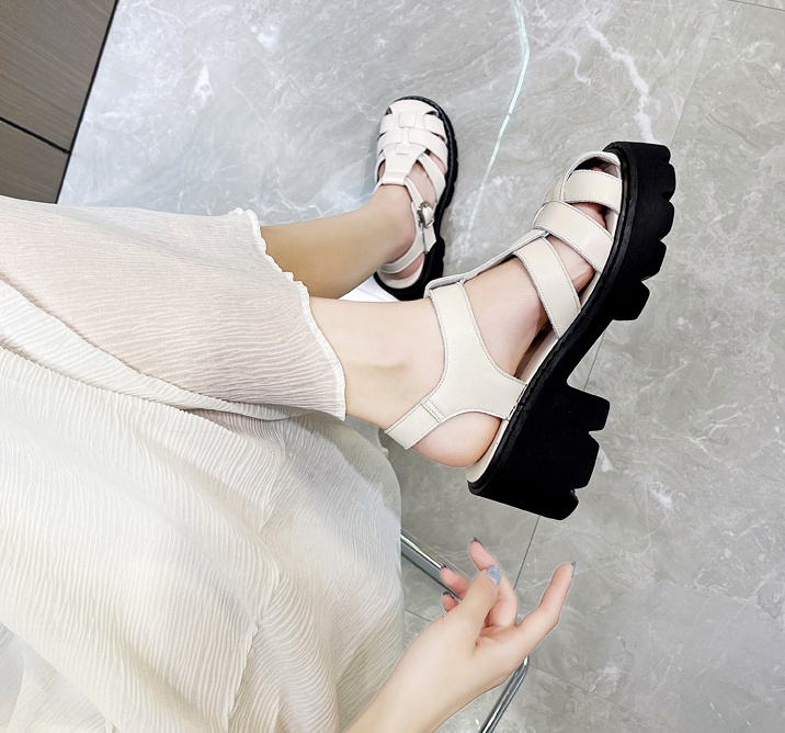 High-heeled hollow sandals genuine leather summer shoes