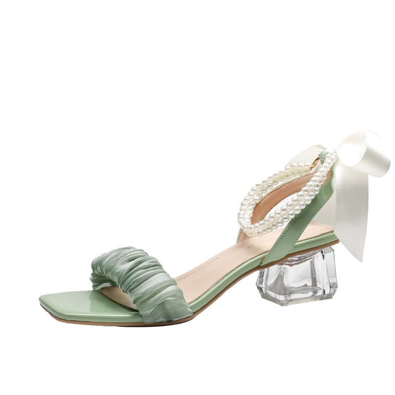 Transparent middle-heel high-heeled shoes summer sandals