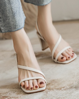 Thick summer open toe sandals square head rome shoes