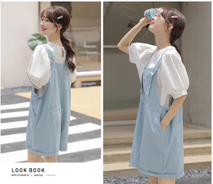 Student slim colors shorts lovely summer loose shirt a set