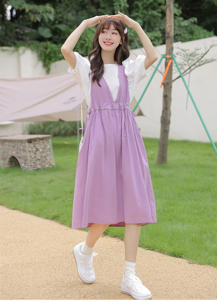 Korean style fashion loose inside the ride long dress 2pcs set