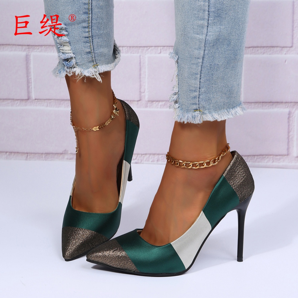 Large yard mixed colors pointed high-heeled shoes