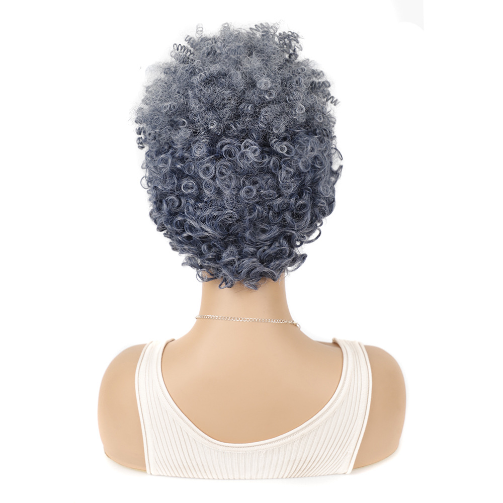Blue personality wig fluffy European style headgear for women