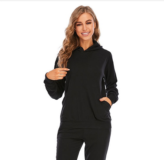 Sports thermal hooded pocket winter hoodie for women