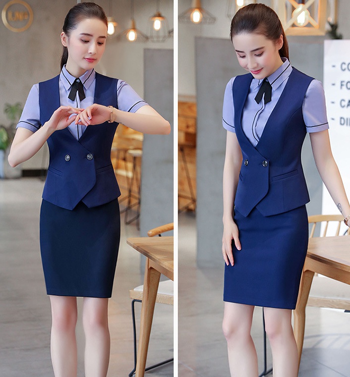 Overalls skirt short sleeve business suit 3pcs set for women