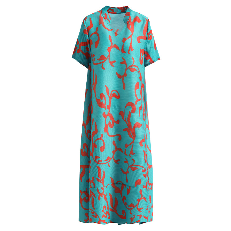 Large yard short sleeve slim fold dress for women