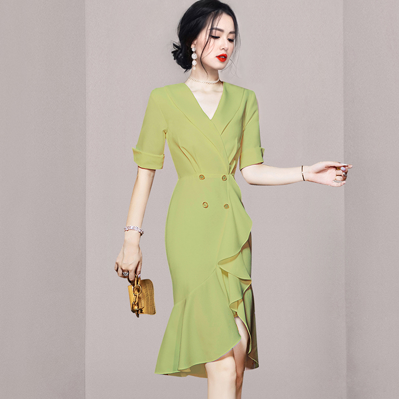 Lotus leaf edges dress Korean style business suit