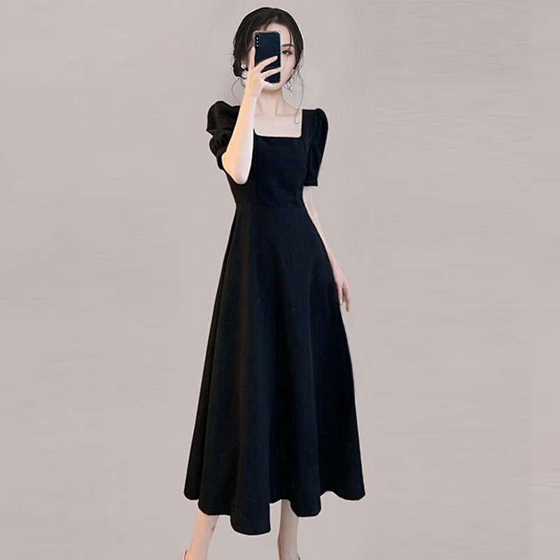 Slim France style long dress pinched waist dress for women