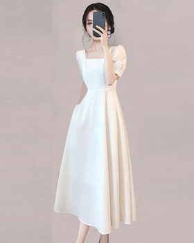 Slim France style long dress pinched waist dress for women