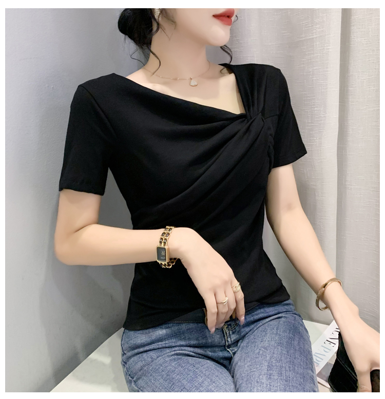 Short sleeve Korean style small shirt splice tops for women
