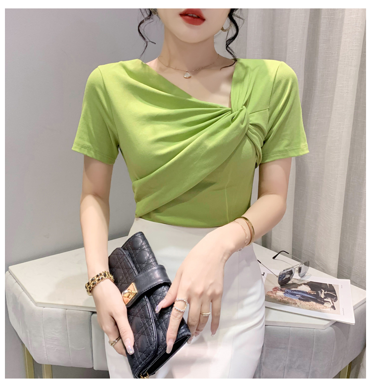 Short sleeve Korean style small shirt splice tops for women