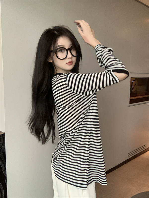 Black thin slim tops long sleeve Korean style sun shirt