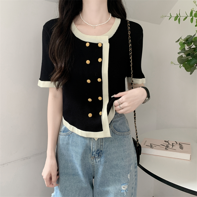 Mixed colors irregular tops fashion and elegant slim T-shirt