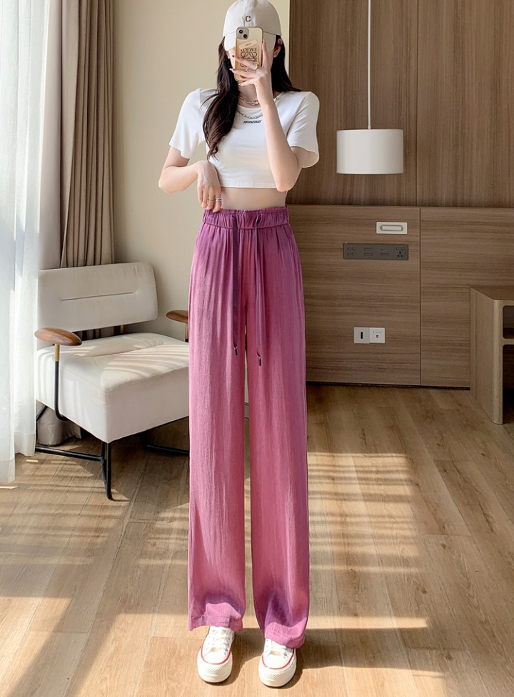 High waist drape wide leg pants ice silk pants for women