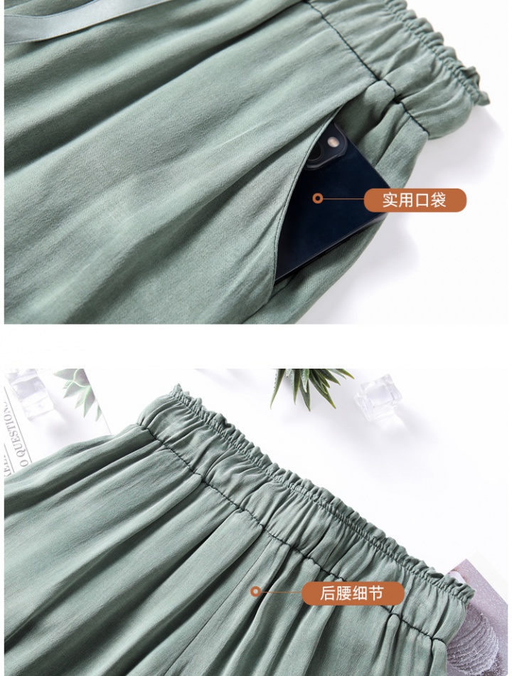 High waist drape wide leg pants ice silk pants for women