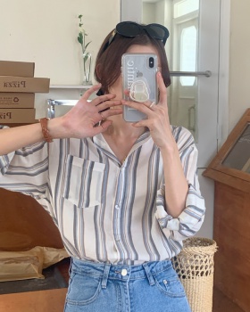 Sunscreen long sleeve shirt simple stripe shirts