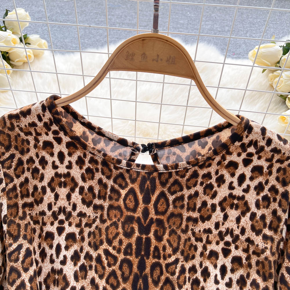 Summer tight bottoming shirt leopard leotard for women