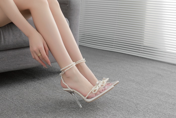 Sweet rhinestone high-heeled shoes France style sandals