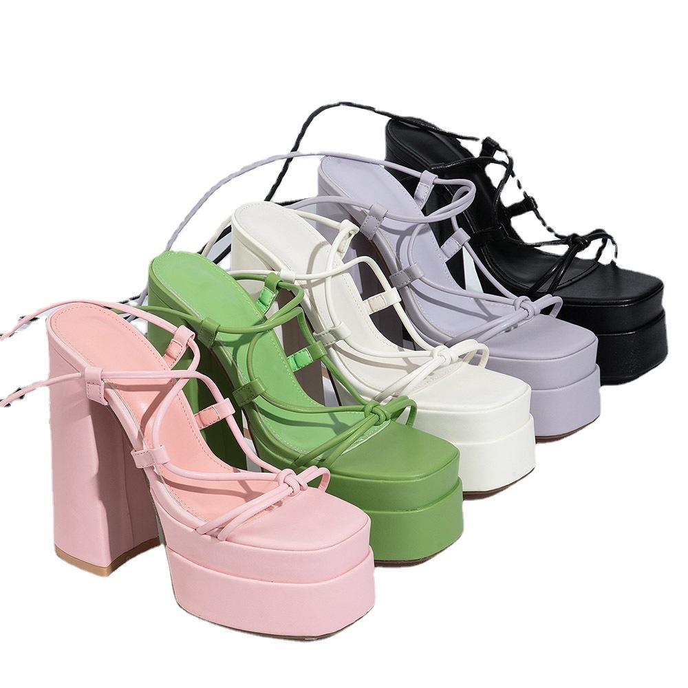 Open toe high-heeled shoes fine band sandals for women