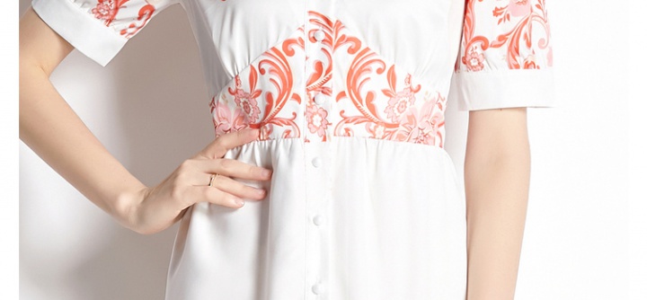 High waist slim temperament printing floral retro dress
