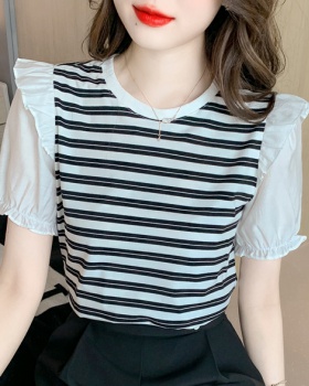 Summer stripe tops short sleeve T-shirt for women