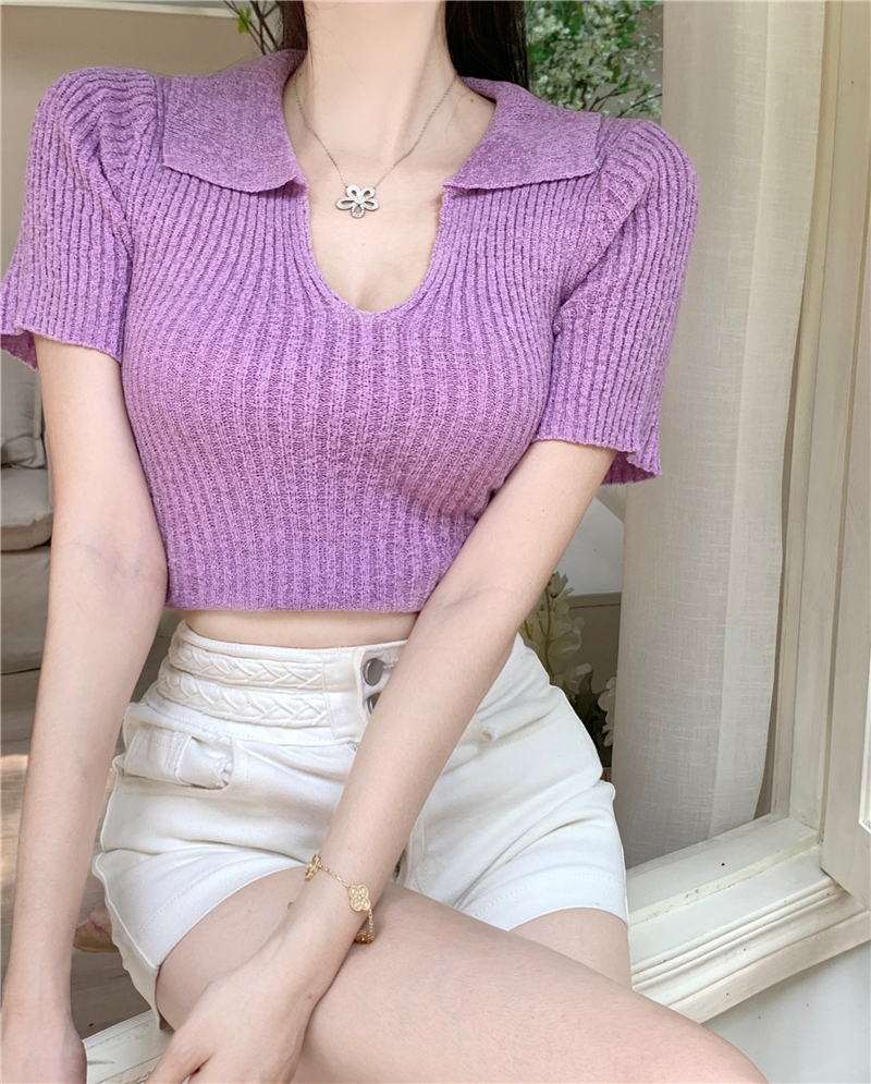 Short sleeve knitted thin tops