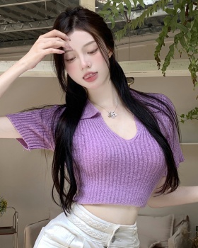 Short sleeve knitted thin tops