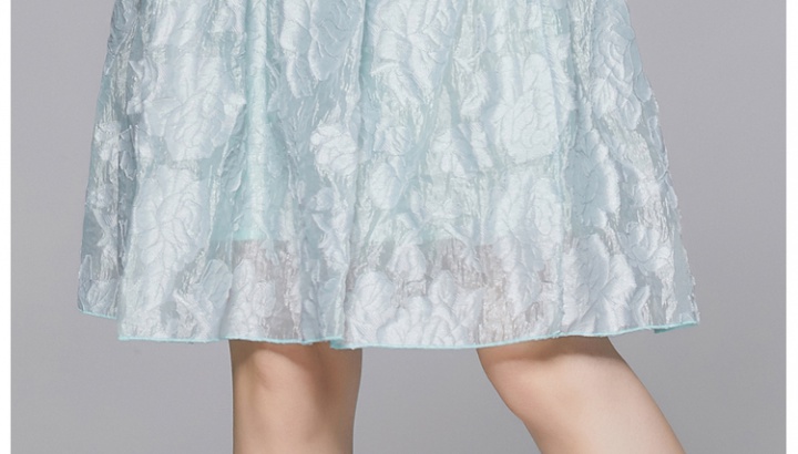 Beading slim pure jacquard pinched waist big skirt dress