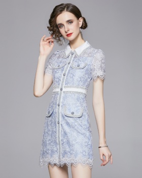 Fashion and elegant ladies European style light lace dress