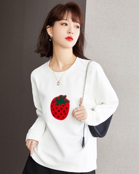 Loose long sleeve pullover tops short autumn round neck hoodie