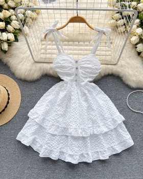 Summer cake dress temperament white T-back for women