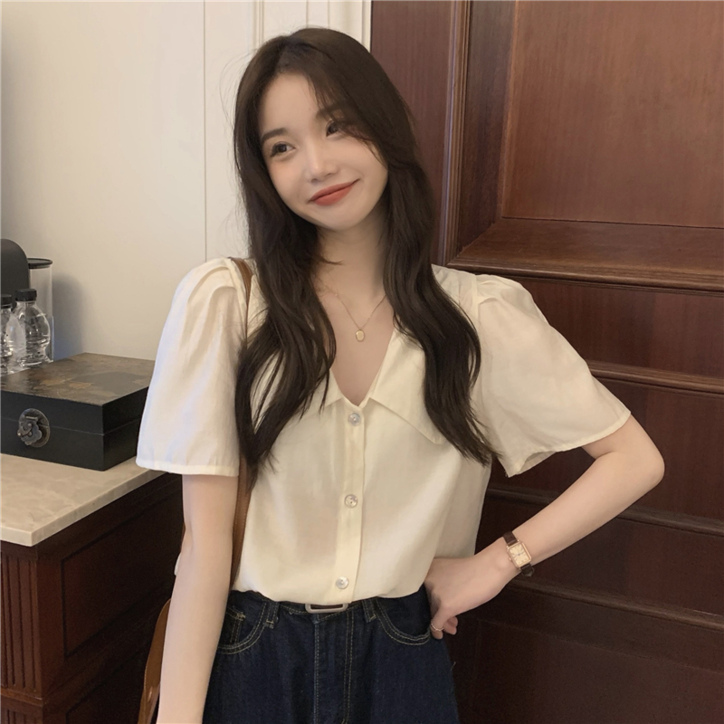 Doll collar tops Korean style small shirt