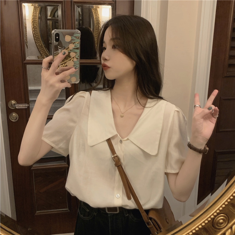 Doll collar tops Korean style small shirt