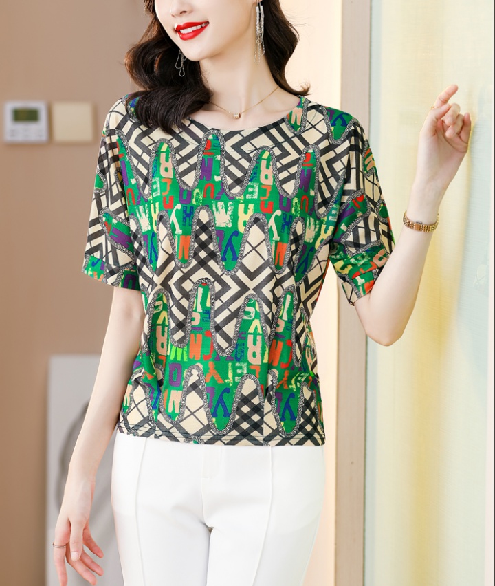 Fashion round neck tops thin middle-aged T-shirt for women