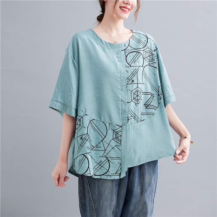 Printing large yard T-shirt round neck shirts for women