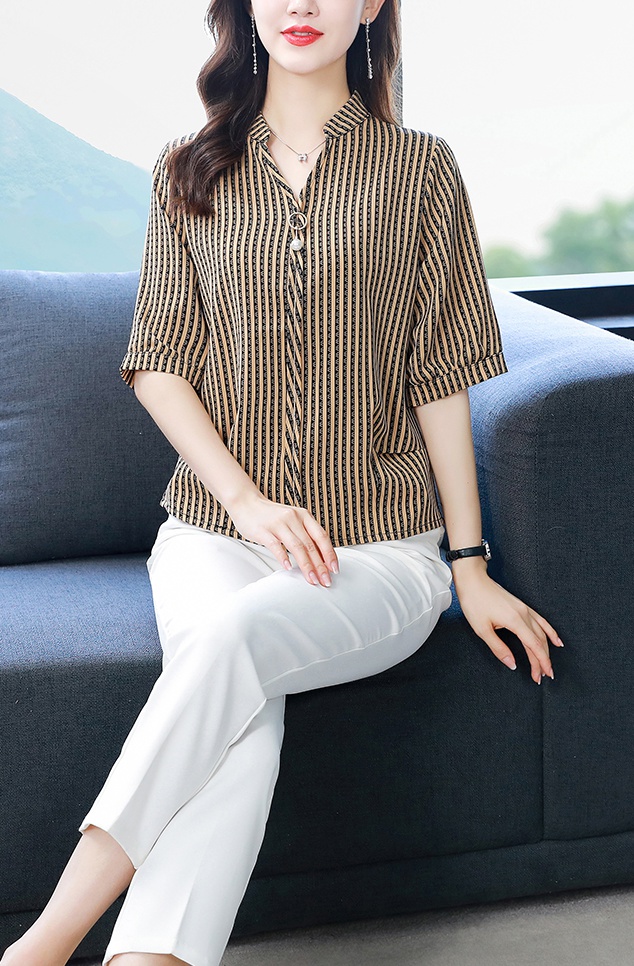 Slim summer shirt stripe large yard tops for women