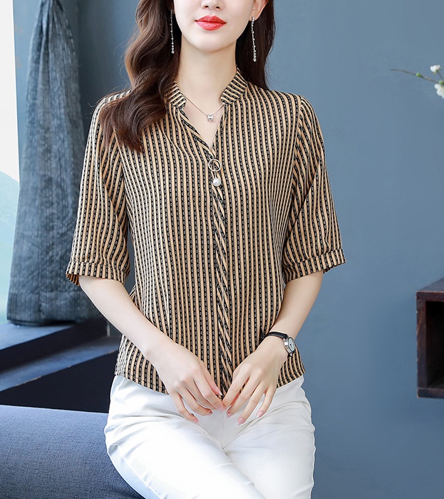 Slim summer shirt stripe large yard tops for women