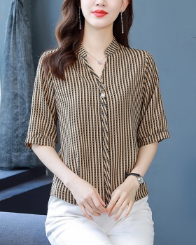 Slim summer shirt stripe large yard tops for women