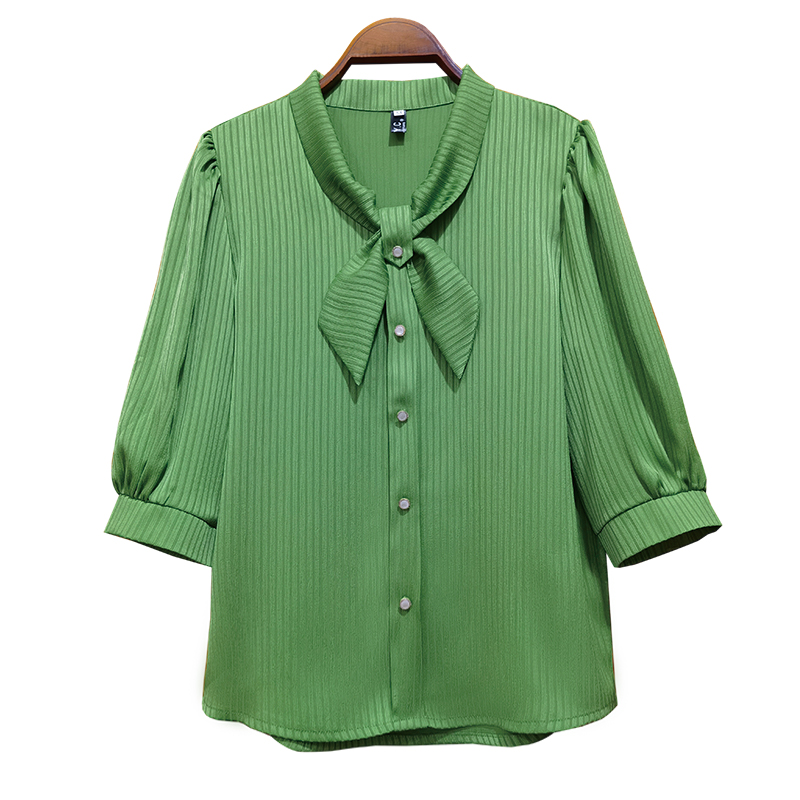 Slim short sleeve shirt all-match bow small shirt for women
