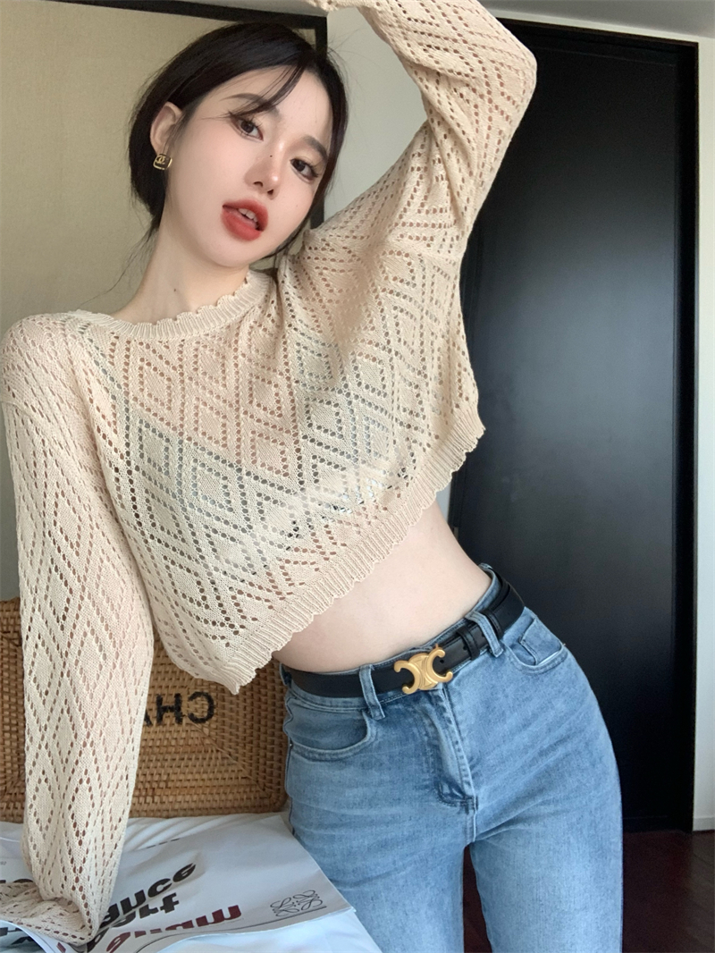 Knitted bottoming T-shirt summer Casual tops for women